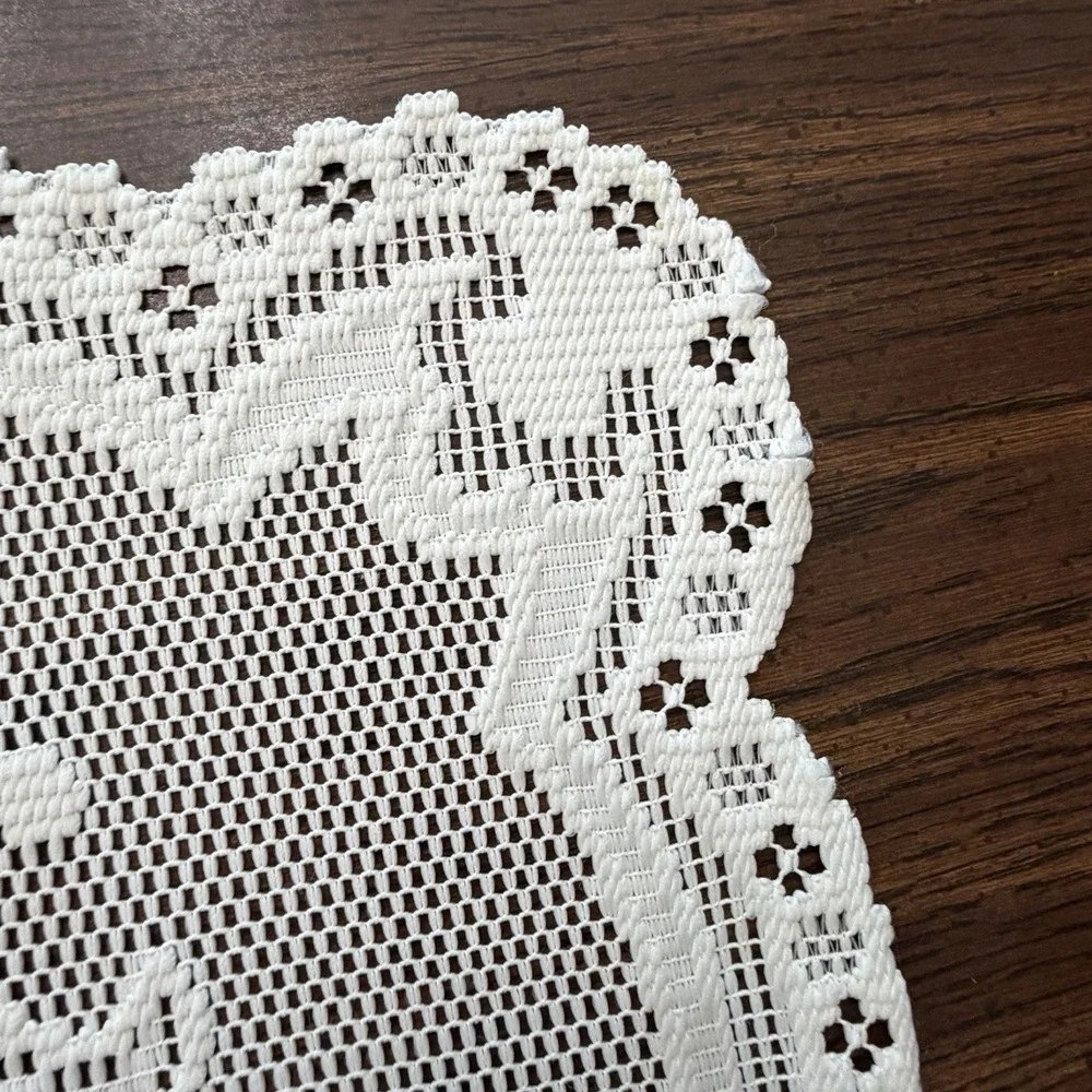Vintage Ivory Lace Placemats Set Of 9 Floral Filet Lace Cottagecore Farmhouse